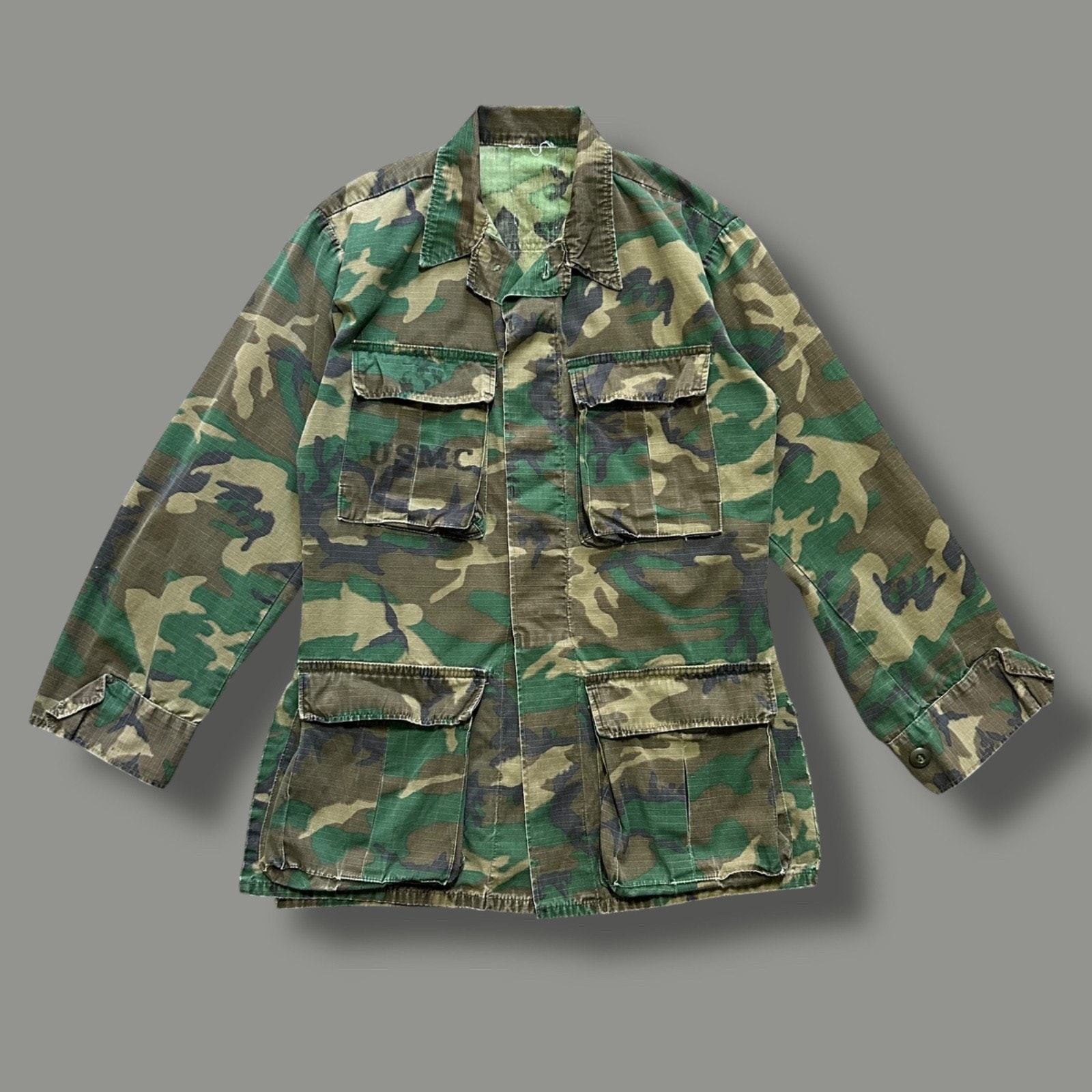 Vintage 70s Usmc Jacket Jungle Camo Ripstop Military Lightweight Distressed